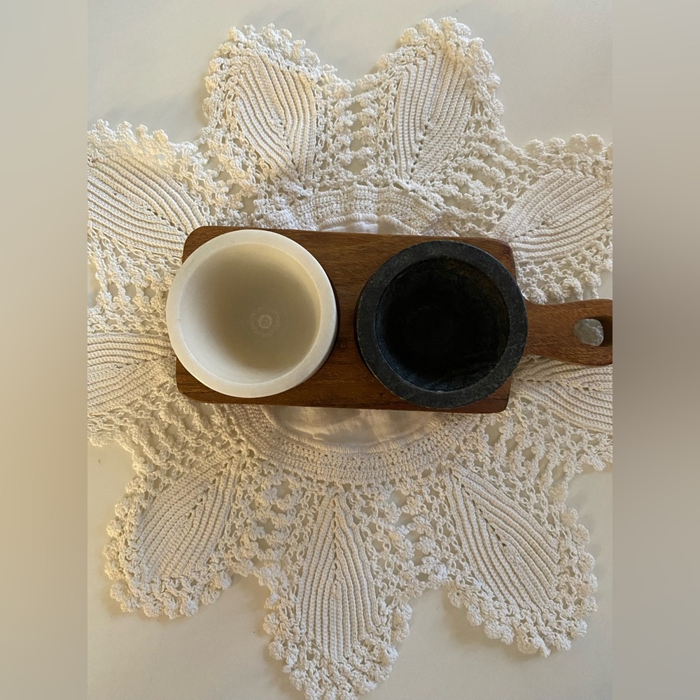 Hearth and Hand with Magnolia Pepper and Salt Crock with wooden serving dish